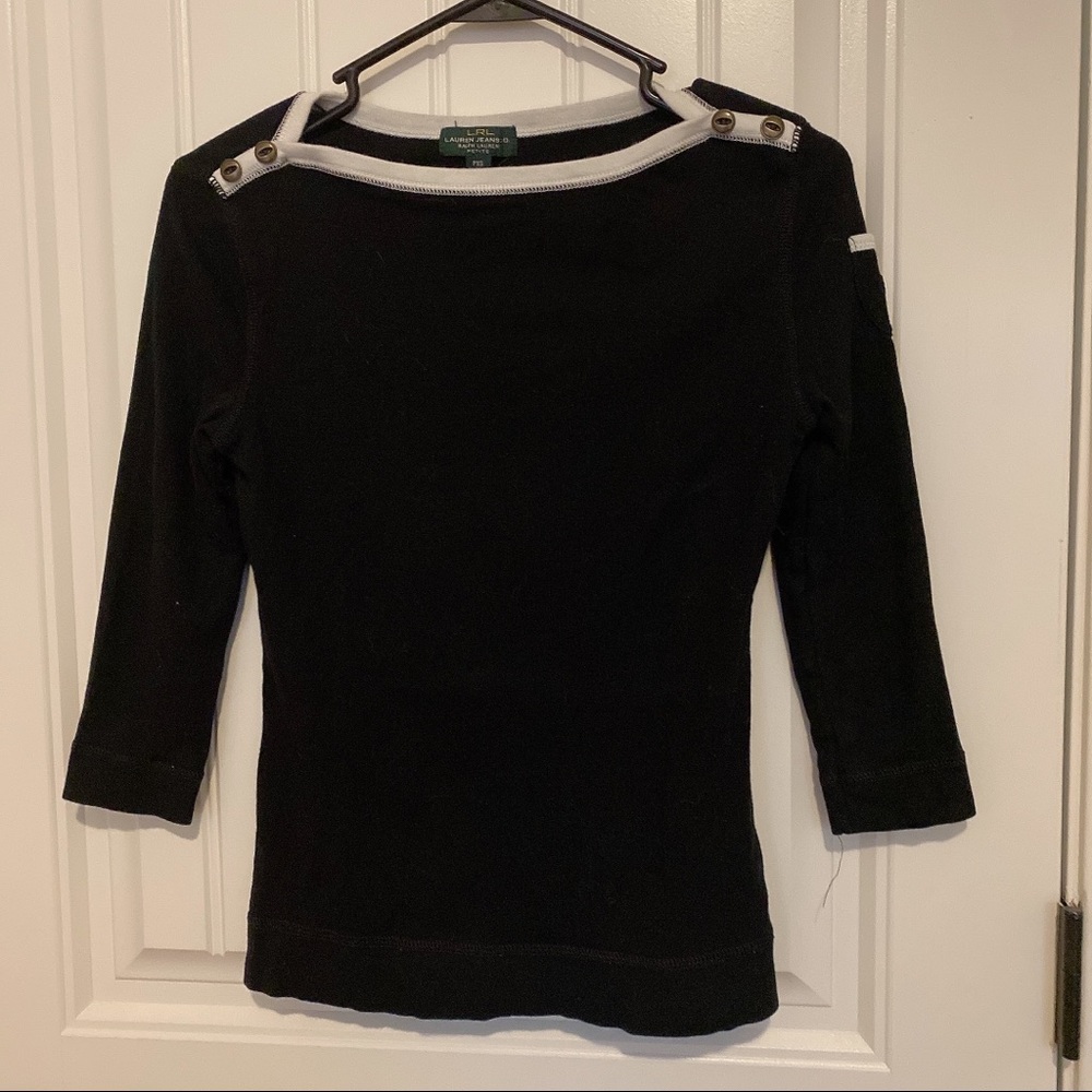 Ralph lauren black mid-sleeve shirt petite size xs